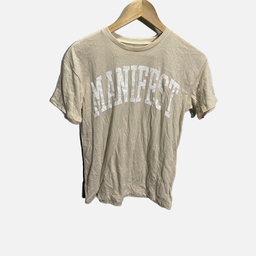 Grayson Threads Manifest Graphic Tee Beige Tan Short Sleeve Crew Neck Small NEW